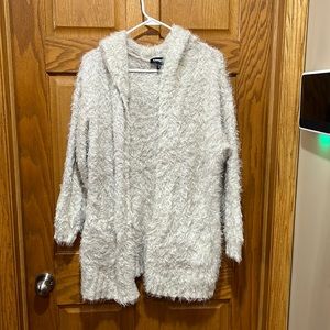 Express Fuzzy Hooded Cardigan